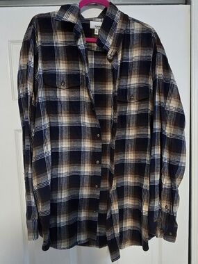Sonoma Black and Brown Plaid Button-Up Shirt